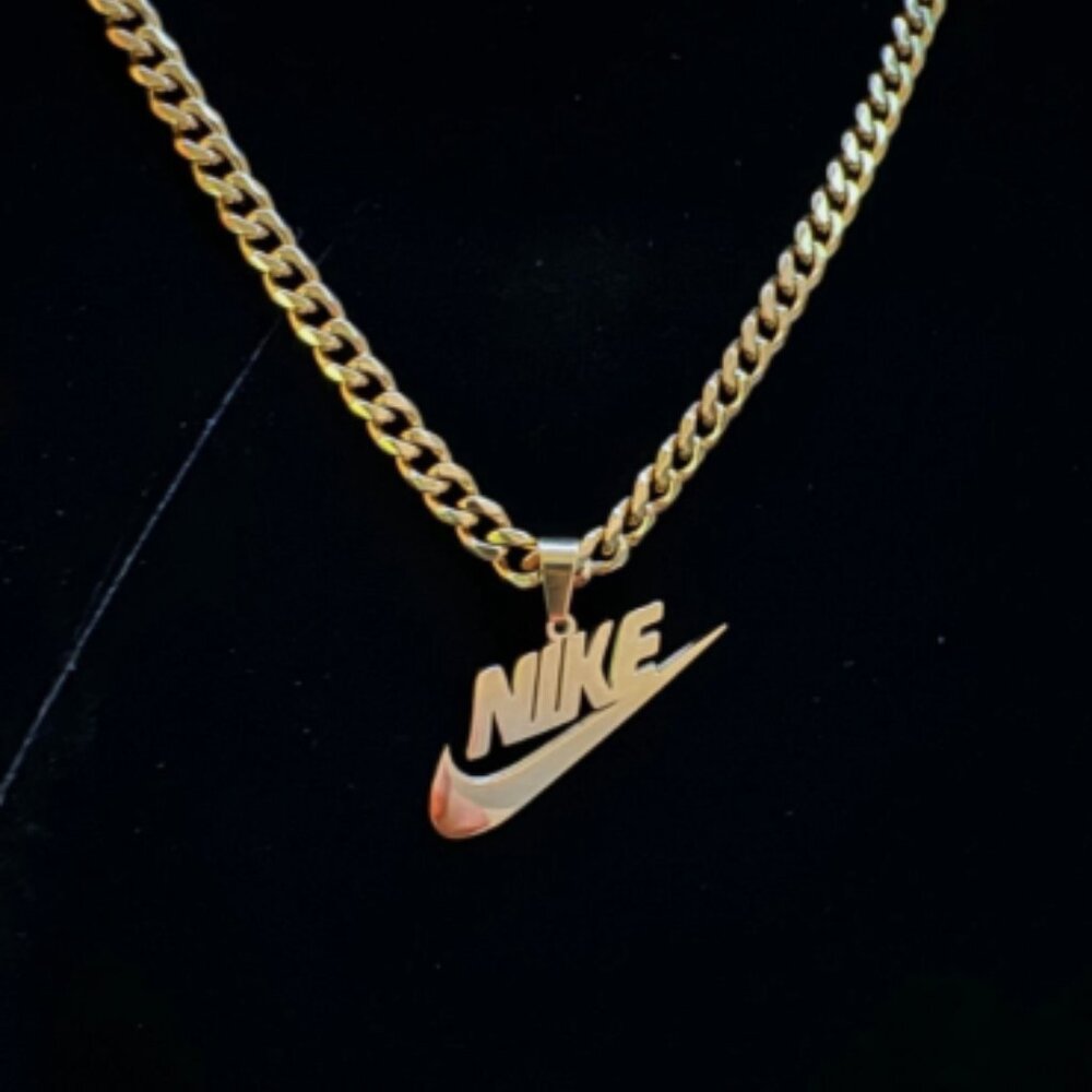 Nike + Swoosh Necklace - 5mm Cuban - Gold - 22" Chain - Y2K -  Christmas Gifts